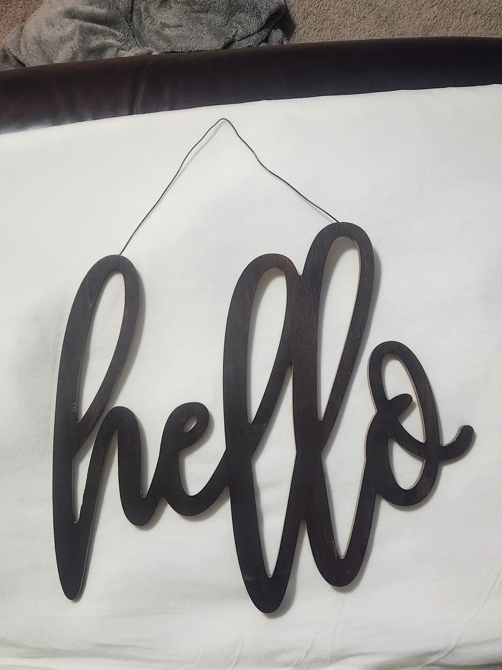 Hello Script Wall Decor - Dark Brown 